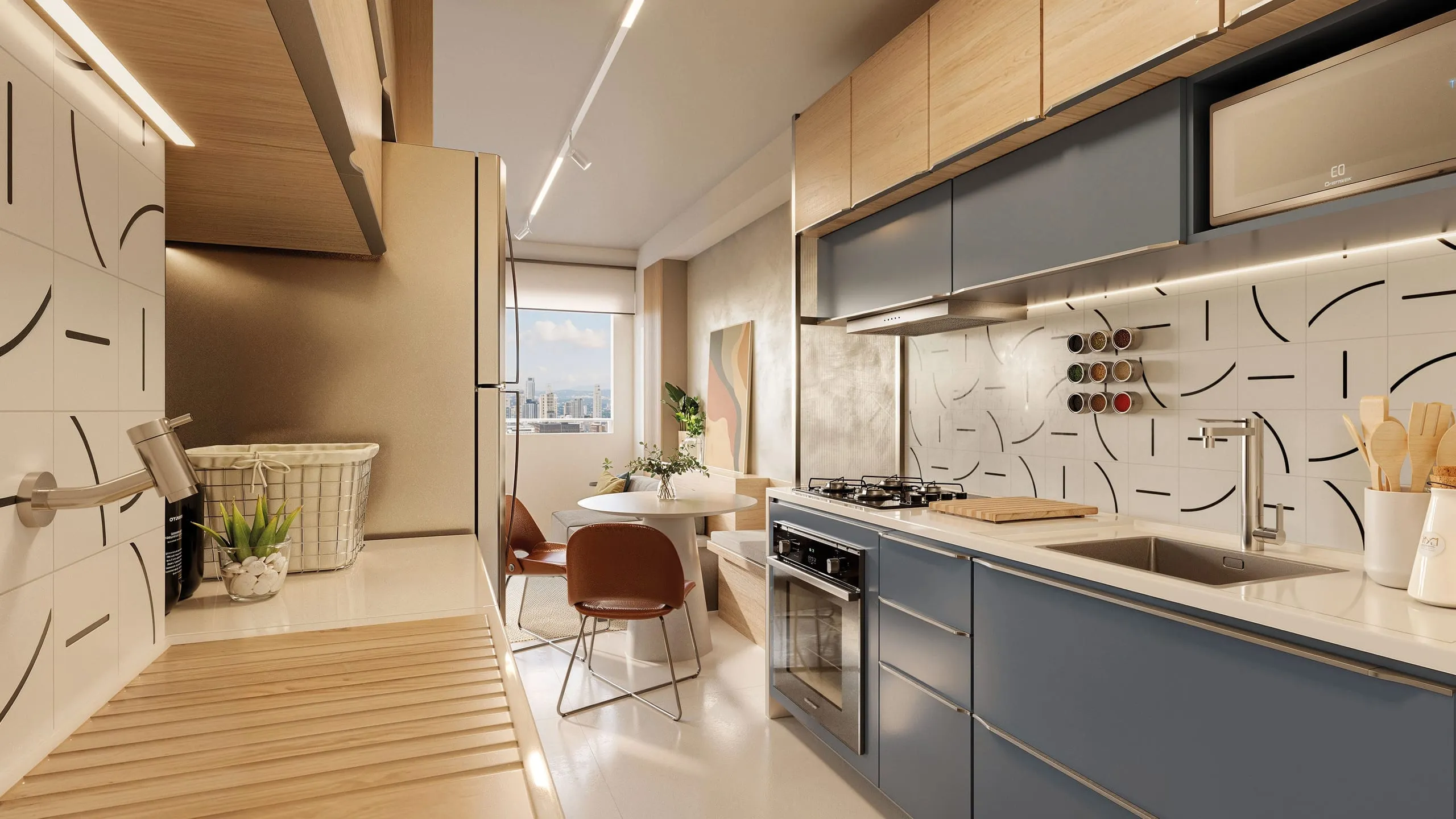 Cozinha do apartamento de 1 dormitório